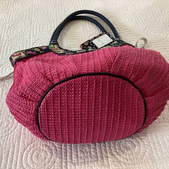 Vera Bradley Petal Paisley Woven Straw Bucket Tote Bag Beach Weekend - Picture 11 of 16